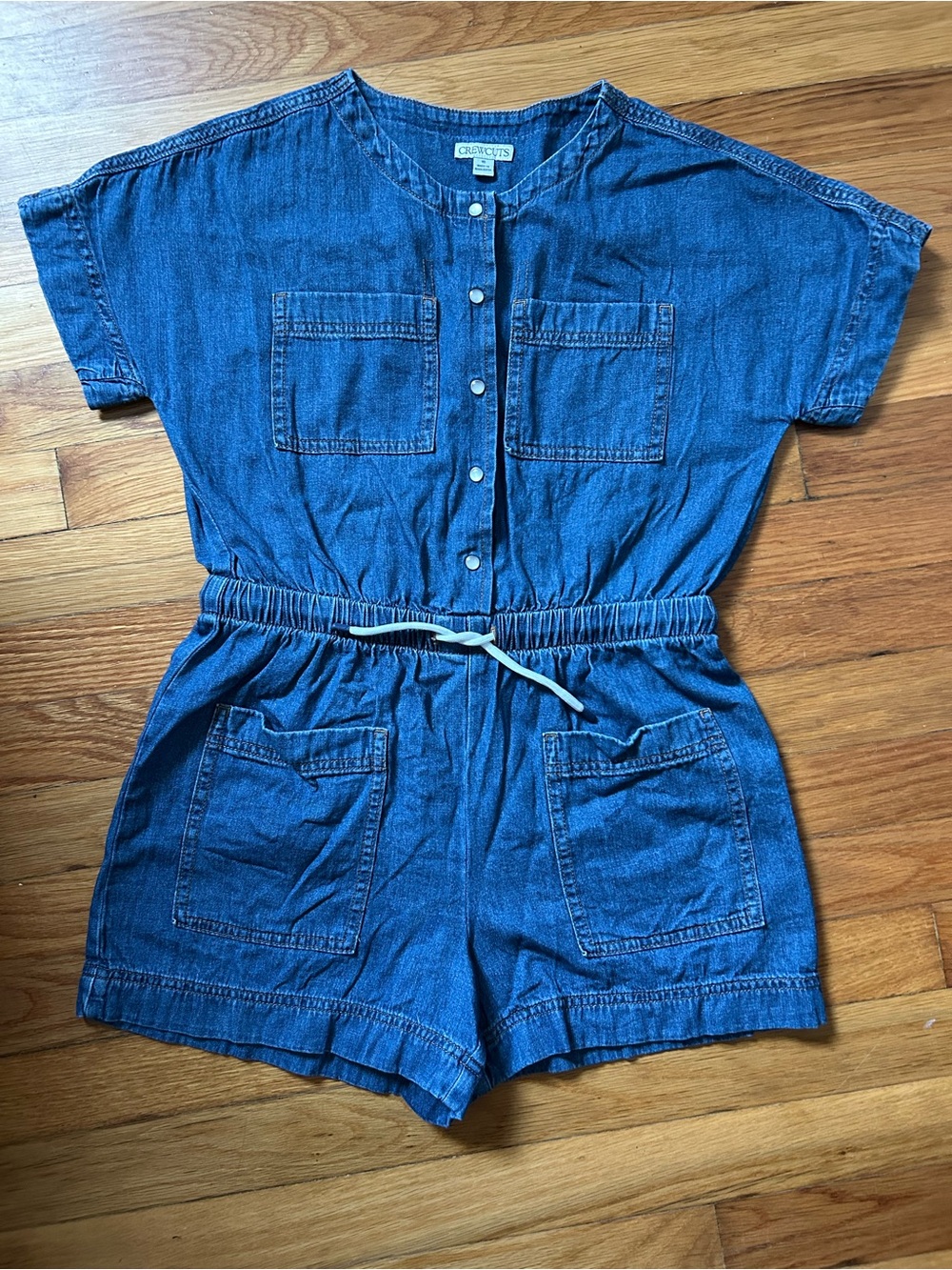Crewcuts Blue Denim Short Sleeve One-Piece Romper - Size 10